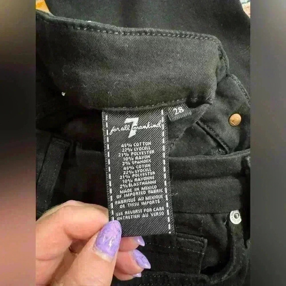 7 for All Mankind Blair Jeans The High Waist Ankle Skinny Jean Black  Size 28 - Picture 4 of 5